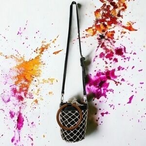 INC Fisherman Netted Boho Drawstring, Crossbody Strap Bucket Bag - "Lolita"